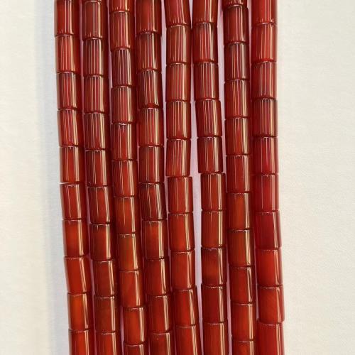 Natuurlijke rode agaat kralen, Kolom, DIY, rood, 8x12mm, Ca 35pC's/Strand, Verkocht door Strand