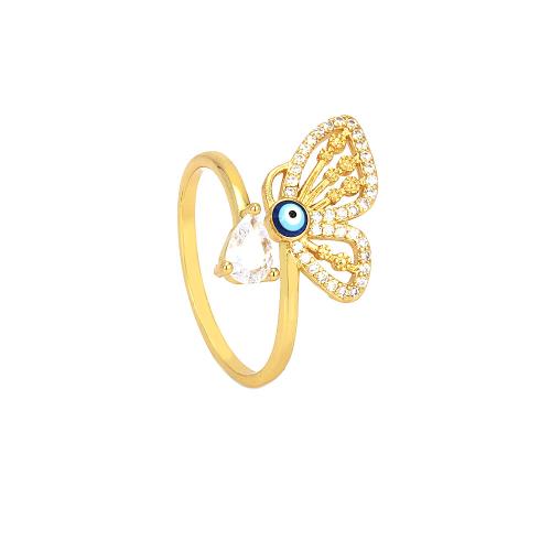 Cúbicos Circonia Micro Pave anillo de latón, metal, chapado en color dorado, Ajustable & Joyería & micro arcilla de zirconia cúbica & para mujer & esmalte, más colores para la opción, libre de níquel, plomo & cadmio, diámetro interior:aproximado 17mm, Vendido por UD