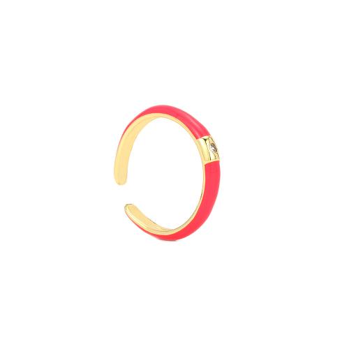 Bague Zircon cubique en laiton, avec zircon cubique, Placage de couleur d'or, Réglable & bijoux de mode & pour femme & émail, plus de couleurs à choisir, protéger l'environnement, sans nickel, plomb et cadmium, Diamètre intérieur:Environ 17mm, Vendu par PC