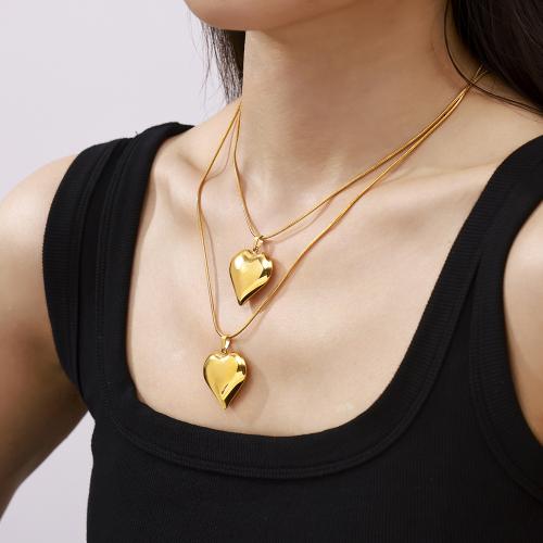 Collier d'acier titane, avec 5cm chaînes de rallonge, Placage de couleur d'or, bijoux de mode, doré, Longueur 42 cm, Vendu par PC