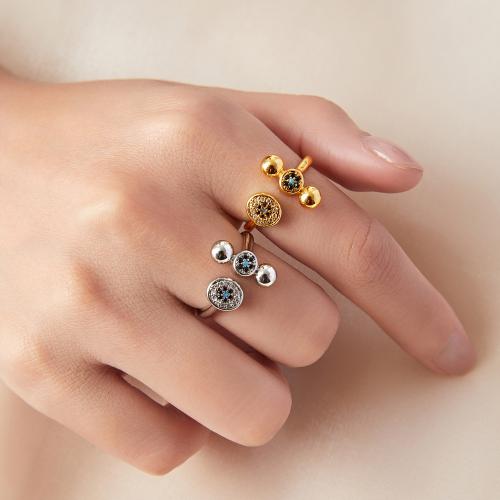 Messing Fingerring, plattiert, Modeschmuck & mit Strass, keine, frei von Nickel, Blei & Kadmium, Größe:7, verkauft von PC