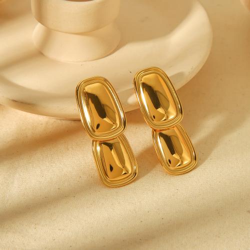 Titanium Staal Earring, gold plated, mode sieraden, goud, 19x48.50mm, Verkocht door pair