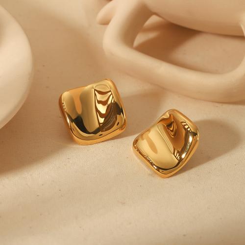 Roestvrij staal Stud Earrings, 304 roestvrij staal, gold plated, mode sieraden, gouden, 24x24mm, Verkocht door pair