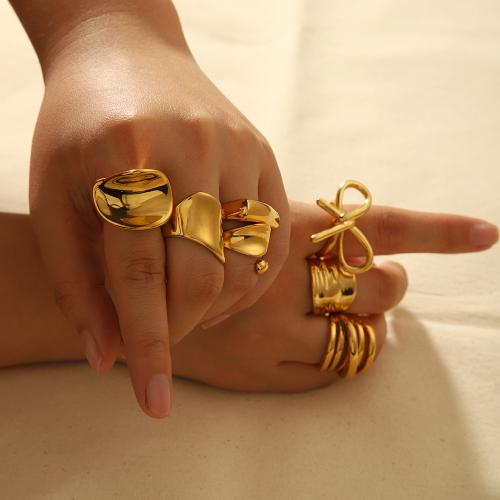 Vinger Ring in edelstaal, 304 roestvrij staal, gold plated, mode sieraden & verschillende ontwerpen voor de keuze, gouden, Verkocht door PC