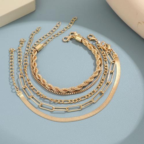 Pulsera de Aleación de Zinc, chapado, 5 piezas & diferentes estilos para la opción & para mujer, dorado, Vendido por Set