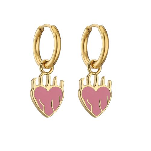 Huggie Hoop Drop Earring Brass plated for woman & enamel Sold By Pair