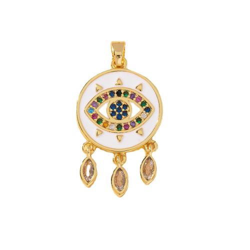 Cubic Zirconia Micro Pave Brass Pendant plated DIY & micro pave cubic zirconia & enamel Sold By PC