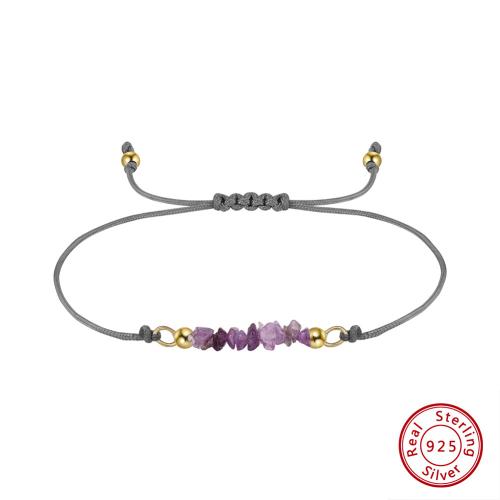 Argento Bracciali, 925 argento sterlina, with corda di cera & pietra preziosa, materiali diversi per la scelta & per la donna, nessuno, Lunghezza Appross. 25 cm, Venduto da PC