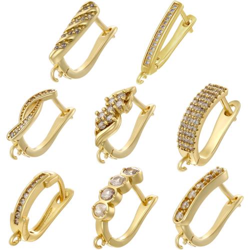 Messing Lever Back Earring Component, forgyldt, du kan DIY & forskellige stilarter for valg & Micro Pave cubic zirconia, flere farver til valg, Solgt af par