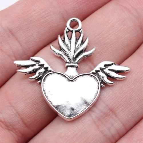 Pendentifs coeur en alliage de zinc, Plaqué de couleur d'argent, DIY, 33x30mm, Vendu par PC