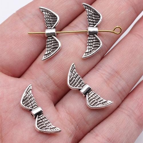 Zinc Alloy šperky Korálky, Zinek, Wing Shape, starožitné barva postříbřená, DIY, 22x8mm, Prodáno By PC