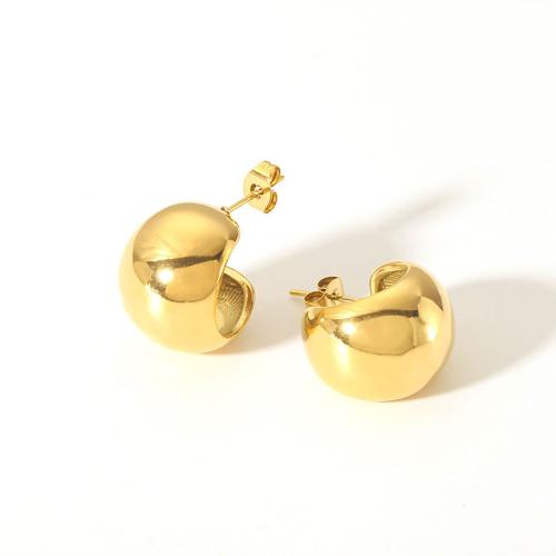 304 Stainless Steel Stud Earring Letter C gold color plated fashion jewelry & for woman Sold By Pair