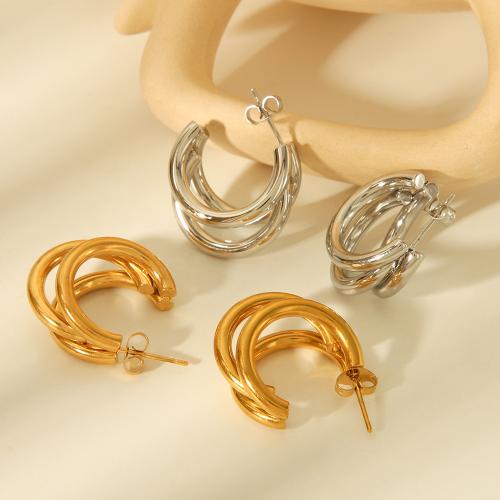 304 Stainless Steel Stud Earring Geometrical Pattern plated & for woman & hollow Sold By Pair