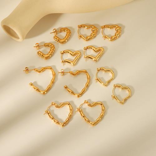 304 roestvrij staal Drop Earring, Hart, gold plated, verschillende stijlen voor de keuze & voor vrouw & hol, Verkocht door pair