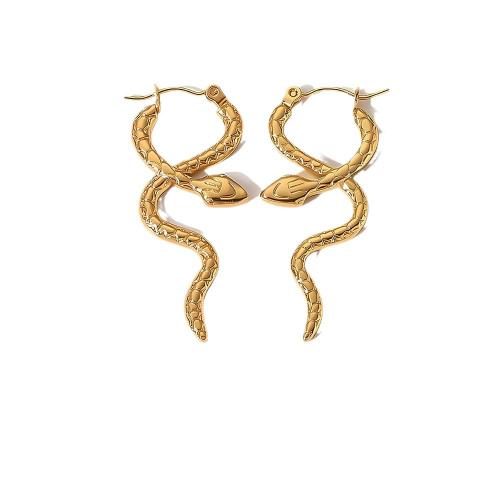 304 roestvrij staal Hendel weer Earring, Slang, gold plated, verschillende stijlen voor de keuze & voor vrouw, 17.40x42.30mm, Verkocht door pair