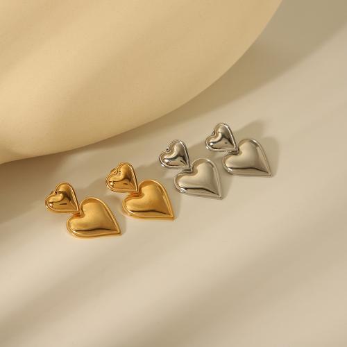 304 roestvrij staal Drop Earring, Hart, plated, mode sieraden & voor vrouw, meer kleuren voor de keuze, 20.30x32.20mm, Verkocht door pair