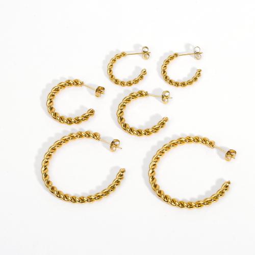 304 roestvrij staal Stud Earring, Letter C, gold plated, mode sieraden & verschillende grootte voor keus & voor vrouw, Verkocht door pair