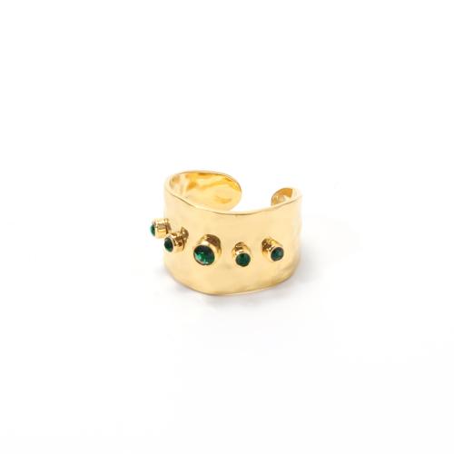 acero inoxidable 304 Anillo de dedo Cuff, chapado en color dorado, para mujer & con diamantes de imitación, más colores para la opción, tamaño:8.5, Vendido por UD