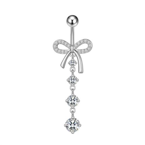 Brass Belly Ring   Unisex & micro pave cubic zirconia 51mm Sold By PC