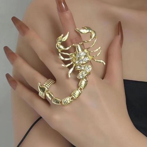 Sinc Alloy Ring Double Finger, jewelry faisin & do bhean & le rhinestone, dathanna níos mó le haghaidh rogha, Díolta De réir PC