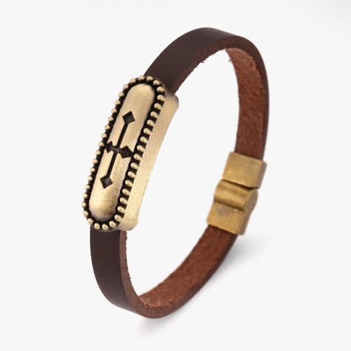 PU Leather Cord Bracelets Zinc Alloy with PU Leather fashion jewelry & for man Length Approx 21 cm Sold By PC