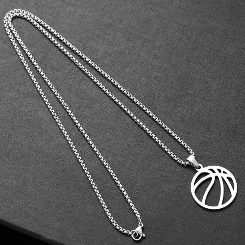 Collier d'acier titane, avec chaîne de fer, basket-ball, bijoux de mode & styles différents pour le choix & pour homme, Longueur Environ 60 cm, Vendu par PC