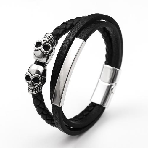 Lædersnor armbånd, Zinc Alloy, med lædersnor, mode smykker & Unisex, Længde Ca. 23 cm, Solgt af PC