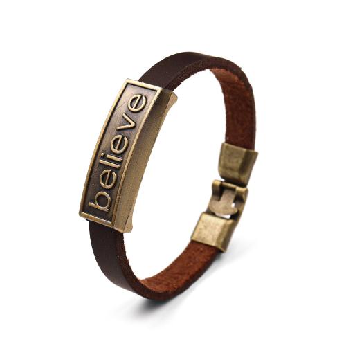 PU Leather Cord Bracelets Zinc Alloy with PU Leather fashion jewelry & Unisex Length Approx 21 cm Sold By PC