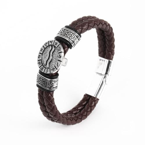 PU leder koord armbanden, Zinc Alloy, met PU, mode sieraden & voor de mens, meer kleuren voor de keuze, Lengte Ca 21 cm, Verkocht door PC