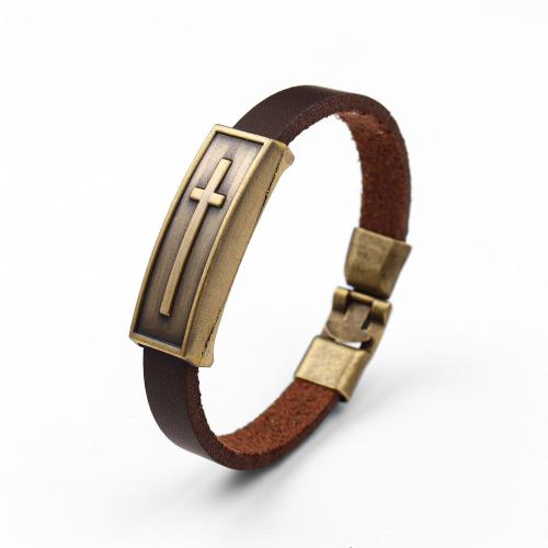 PU Leather Cord Bracelets Zinc Alloy with PU Leather fashion jewelry & Unisex Length Approx 21 cm Sold By PC