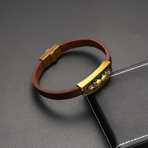 PU Leather Cord Bracelets Zinc Alloy with PU Leather fashion jewelry & for man Length Approx 21 cm Sold By PC