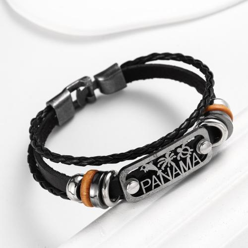 PU Leather Cord Bracelets Zinc Alloy with PU Leather fashion jewelry & for man Length Approx 21 cm Sold By PC