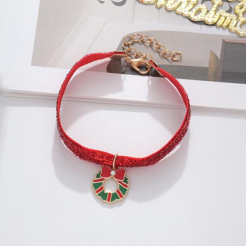 Zinc Alloy Bracelet with PU Leather with 5cm extender chain Christmas Design & fashion jewelry & for woman & enamel Length Approx 18.2 cm Sold By PC