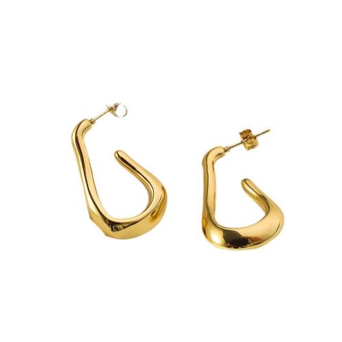 Pendientes de Acero Inoxidable, acero inoxidable 304, 18K chapado en oro, Joyería & para mujer, dorado, 33mm, Vendido por Par