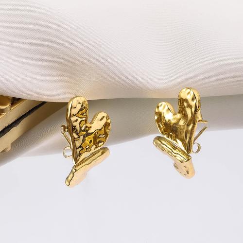 Stainless Steel Stud Earrings 304 Stainless Steel Heart 18K gold plated fashion jewelry & for woman golden 25mm Sold By Pair