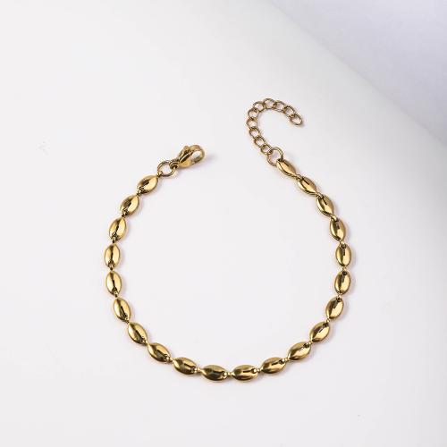 Bracciale gioielli in acciaio inossidabile, 304 acciaio inox, with 5cm extender chain, gioielli di moda & per la donna, dorato, 4mm, Lunghezza Appross. 18 cm, Venduto da PC