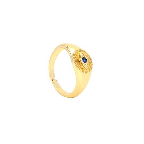 Bijoux Finger Evil Eye Anneau, laiton, avec zircon cubique, Mauvais œil, Placage de couleur d'or, Réglable & bijoux de mode & pour femme, plus de couleurs à choisir, protéger l'environnement, sans nickel, plomb et cadmium, Diamètre intérieur:Environ 17mm, Vendu par PC