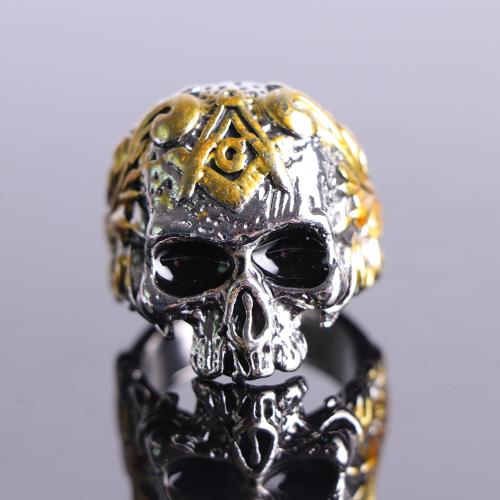 Zinc Alloy Finger Ring Skull plated fashion jewelry & for man nickel lead & cadmium free Sold By PC