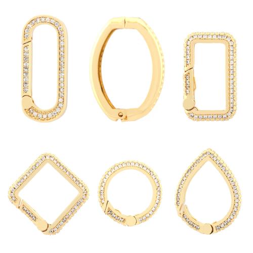 Mässing Snap Lås, guldfärg pläterade, Annorlunda form för choice & DIY & micro bana cubic zirconia, fler färger för val, nickel, bly och kadmium gratis, Säljs av PC