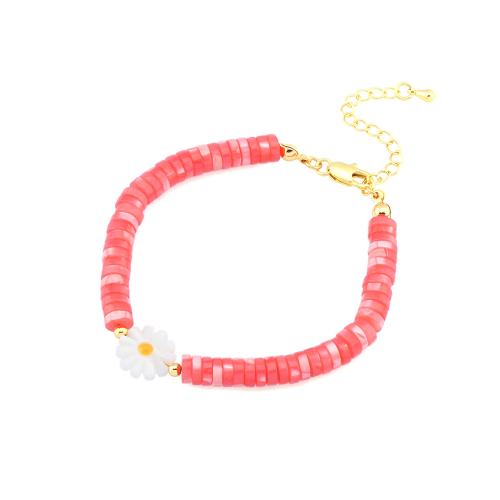 Bracelet bijoux coquillage, coquille, avec laiton, fleur, Placage de couleur d'or, bijoux de mode & pour femme, plus de couleurs à choisir, 12mm, Longueur Environ 16-22 cm, Vendu par PC