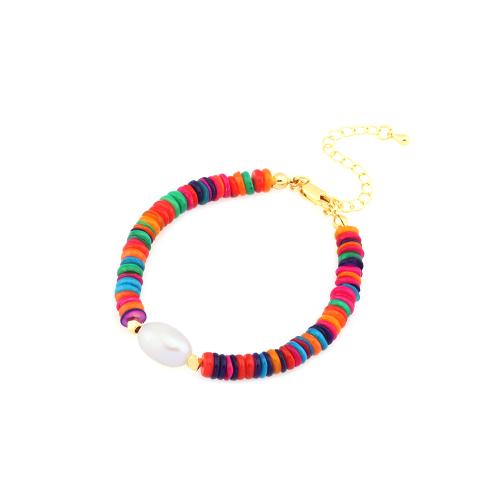 Pulsera de Nácar, con metal, chapado en color dorado, Joyería & para mujer, más colores para la opción, longitud aproximado 16-22 cm, Vendido por UD