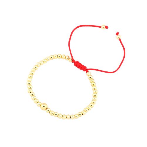 Pulseras de latón, metal, con Cordón de nudo, Esférico, chapado, Ajustable & Joyería & para mujer, más colores para la opción, libre de níquel, plomo & cadmio, longitud aproximado 16-17 cm, Vendido por UD