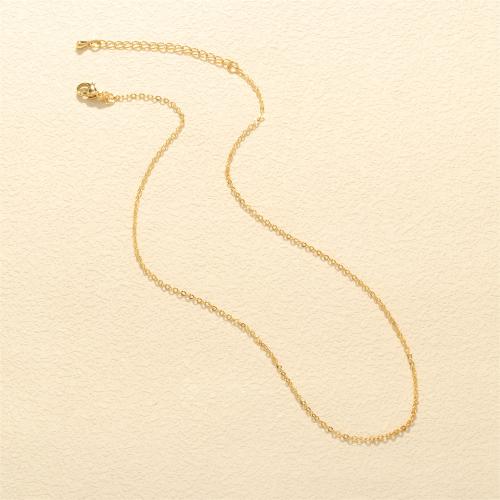 Messing Necklace Ketting, met 5cm extender keten, gold plated, DIY & voor vrouw, nikkel, lood en cadmium vrij, 2mm, Lengte Ca 40 cm, Verkocht door PC