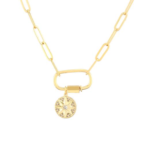 Circón cúbico Micro pavimentar collar de cobre amarillo, metal, chapado en color dorado, Joyería & micro arcilla de zirconia cúbica & para mujer, más colores para la opción, libre de níquel, plomo & cadmio, Vendido por UD