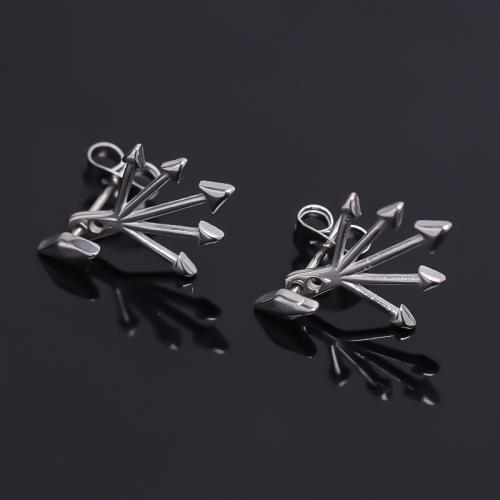 Roestvrij staal Stud Earrings, 304 roestvrij staal, silver plated, voor de mens, 28x13mm, Verkocht door PC