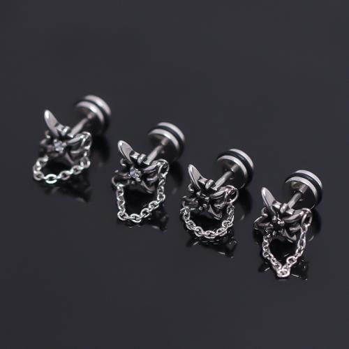 Roestvrij staal Stud Earrings, 304 roestvrij staal, silver plated, voor de mens & met strass, meer kleuren voor de keuze, 12x12mm, Verkocht door PC