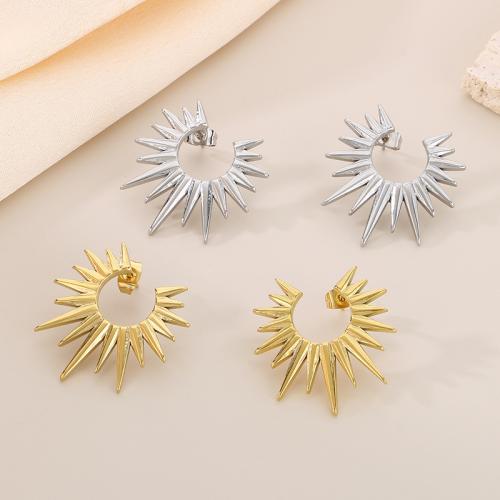 Stainless Steel Stud Earrings 304 Stainless Steel Sun Vacuum Ion Plating for woman Sold By Pair