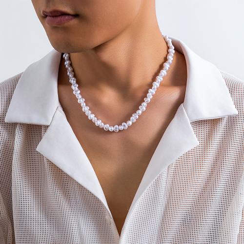 Kunststof parel ketting, Plastic Pearl, met 7cm extender keten, mode sieraden, wit, Lengte 45 cm, Verkocht door PC