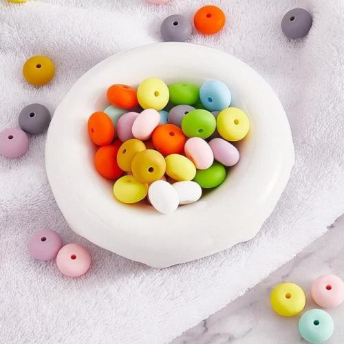 silikone Beads, Silicone, du kan DIY, flere farver til valg, 14x8mm, 100pc'er/Lot, Solgt af Lot