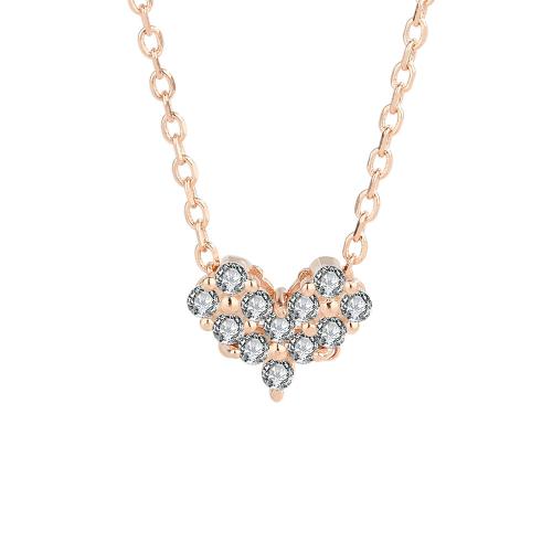 Cubic Zircon Micro Pave 925 Sterling Silver Necklace with 5CM extender chain Heart micro pave cubic zirconia & for woman Length Approx 40 cm Sold By PC